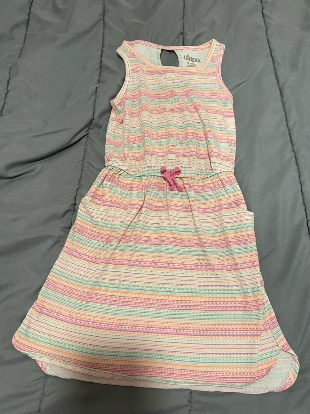 Circo Girls' Pastel Stripe Sleeveless Dress - Pink Multi